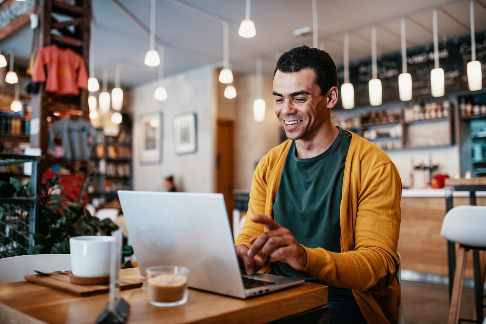 happy consumer delighted by an online shopping experience